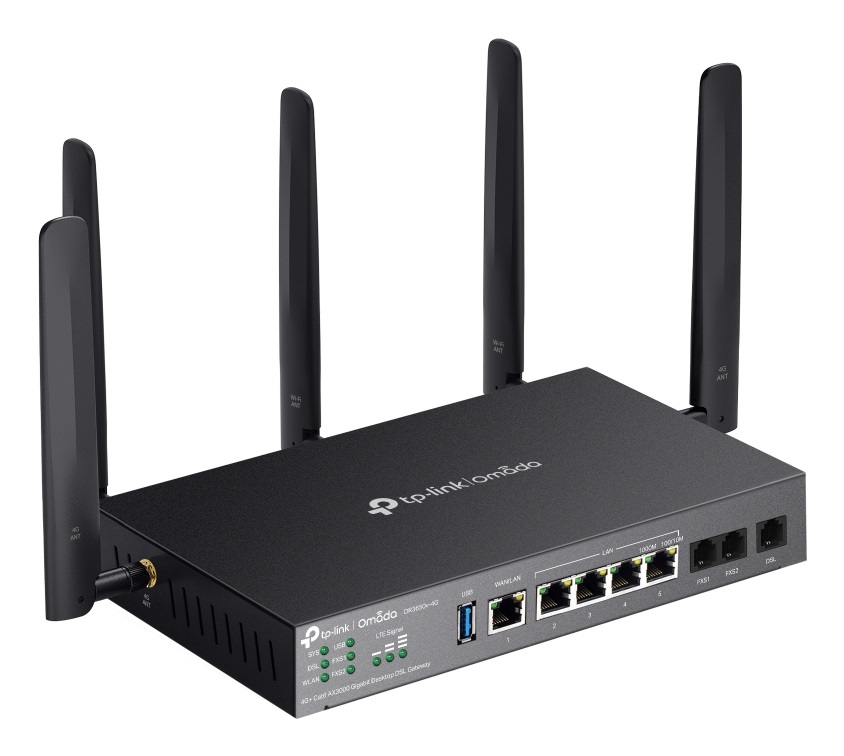 TP-Link Omada DR3650V-4G Router Wireless Gigabit Ethernet Dual-band (2.4 GHz/5 GHz) Nero - 4G/LTE, Collegamento Ethernet LAN, ADSL, ADSL2