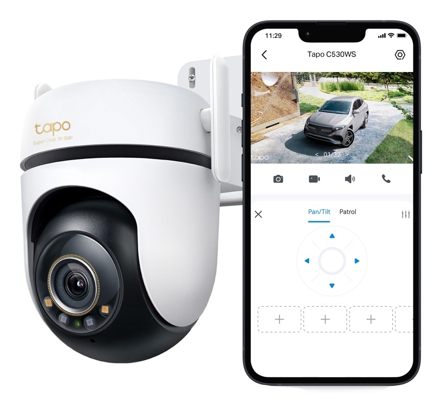 TP-Link TAPO C530WS Telecamera Wi-Fi Esterno 3K 5MP con Visuale 360°, Visione Notturna a Colori Starlight, Rilevamento AI, IP66, Wi-Fi o Ethernet, Allarme Sonoro e Luminoso