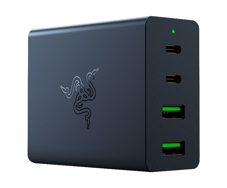 Razer Caricabatterie USB-C 130W GaN - Caricatore rapido portatile con 2 porte USB-C e 2 porte USB-A, compatibile con smartphone, tablet e altri dispositivi, Nero