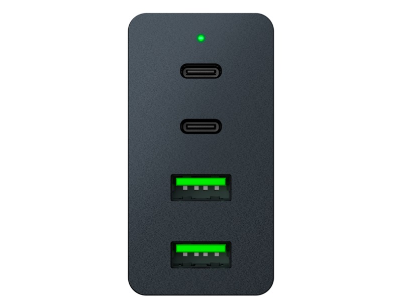 Razer Caricabatterie USB-C 130W GaN - Caricatore rapido portatile con 2 porte USB-C e 2 porte USB-A, compatibile con smartphone, tablet e altri dispositivi, Nero