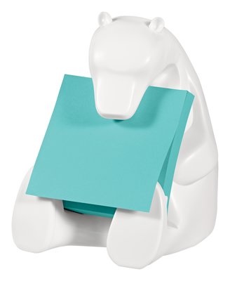 Post-it Dispenser Orso con Ricarica di Foglietti Super Sticky Z-Notes 76x76 mm Azzurro Acquamarina - 90 Fogli
