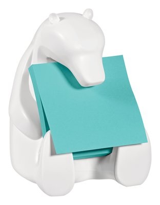 Post-it Dispenser Orso con Ricarica di Foglietti Super Sticky Z-Notes 76x76 mm Azzurro Acquamarina - 90 Fogli