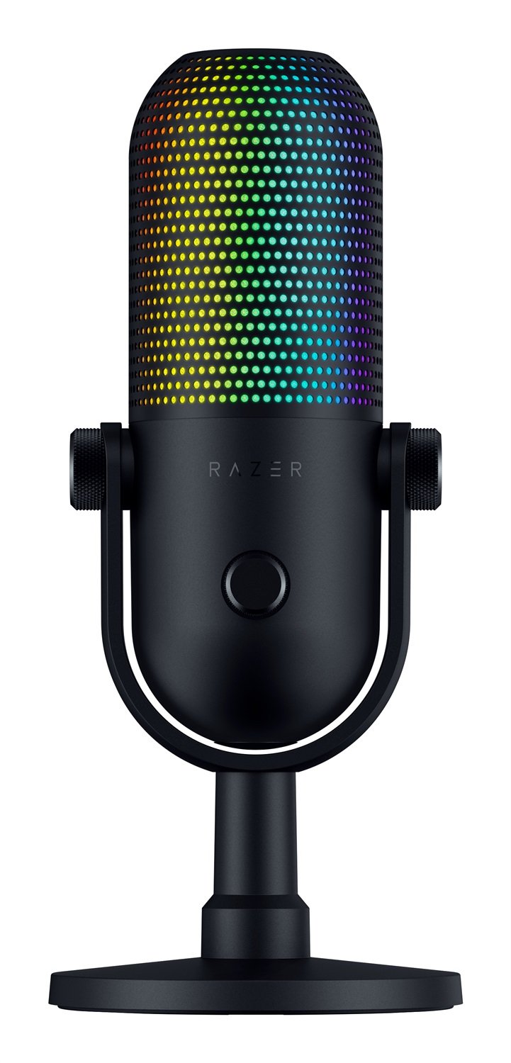 Razer Seiren V3 Chroma Nero - Microfono USB RGB con Sensibilità 110 dB e Illuminazione Reattiva per Streaming