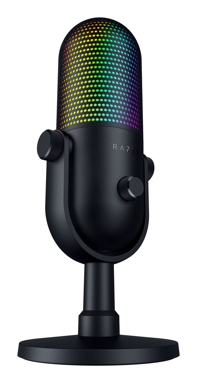 Razer Seiren V3 Chroma Nero - Microfono USB RGB con Sensibilità 110 dB e Illuminazione Reattiva per Streaming