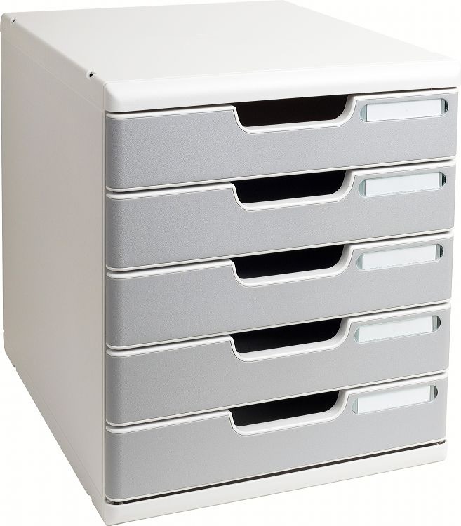Exacompta Cassettiera Modulo A4 - 5 Cassetti Grigio/Granito - 28,8 x 32 x 35 cm - Polistirolo Antiurto