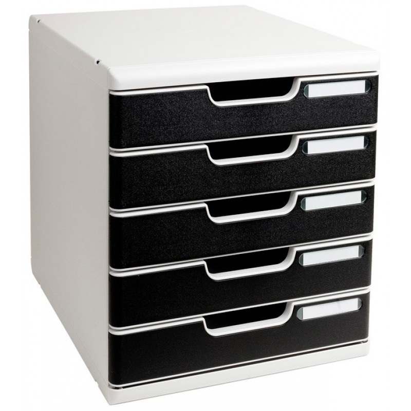 Exacompta 301014D Cassettiera Modulo A4 - 5 cassetti - 28,8 x 35 x 32 cm - Grigio/Nero in Polistirolo