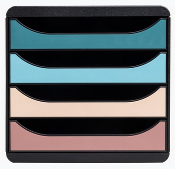 Exacompta Cassettiera Big Box Skandi - 4 cassetti - Multicolore - 34,7 x 27,8 x 26,7 cm - Plastica Riciclata Certificata Blue Angel