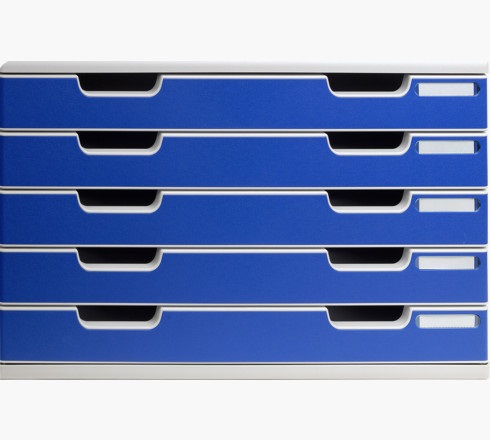 Exacompta 322003D Cassettiere Ufficio Grigio Chiaro/Blu 35 x 57.6 x 32 cm