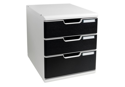 Exacompta Cassettiera Modulo A4 - 28,8 x 32 x 35 cm - 3 Cassetti - Grigio/Nero - 325014D