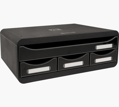Exacompta Cassettiera Toolbox 4 Cassetti Nero - 27 x 35,5 x 13,5 cm - Polistirolo