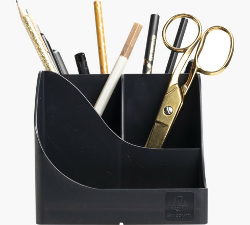 Exacompta Portapenne Pen Wave NeoDeco - 15,5 x 11,9 x 10,9 cm - Nero - 4 scomparti alti e 1 scomparto basso - Plastica riciclata
