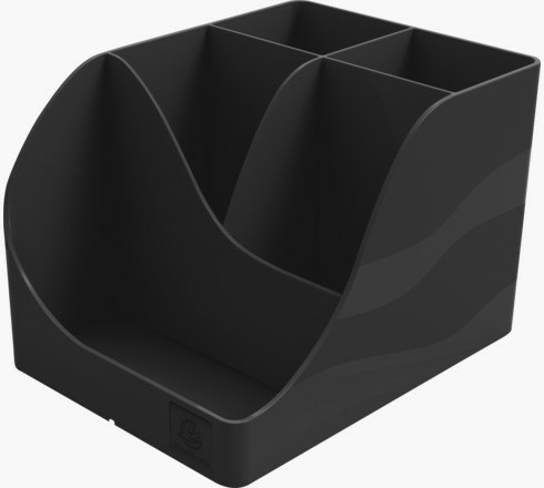Exacompta Portapenne Pen Wave NeoDeco - 15,5 x 11,9 x 10,9 cm - Nero - 4 scomparti alti e 1 scomparto basso - Plastica riciclata