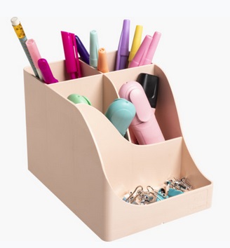 Exacompta Portapenne Pen Wave Skandi Nude - 5 Scomparti (4 Alti e 1 Basso) - Plastica Riciclata - 15,5 x 11,9 x 10,9 cm