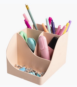 Exacompta Portapenne Pen Wave Skandi Nude - 5 Scomparti (4 Alti e 1 Basso) - Plastica Riciclata - 15,5 x 11,9 x 10,9 cm