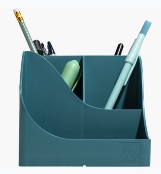 Exacompta Portapenne Pen Wave Skandi - Blu Pacifico - 15,5 x 11,9 x 10,9 cm - 5 Scomparti (4 Alti e 1 Basso) in Plastica Riciclata
