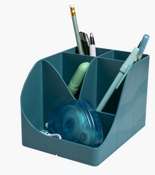 Exacompta Portapenne Pen Wave Skandi - Blu Pacifico - 15,5 x 11,9 x 10,9 cm - 5 Scomparti (4 Alti e 1 Basso) in Plastica Riciclata