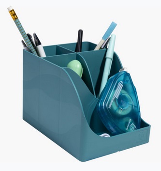 Exacompta Portapenne Pen Wave Skandi - Blu Pacifico - 15,5 x 11,9 x 10,9 cm - 5 Scomparti (4 Alti e 1 Basso) in Plastica Riciclata