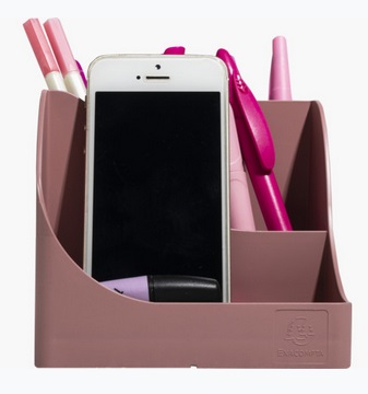 Exacompta Portapenne Pen Wave Skandi - 15,5 x 11,9 x 10,9 cm - Rosa Antico - 4 Scomparti Alti e 1 Scomparto Basso - Plastica Riciclata