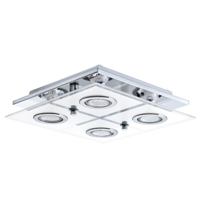 EGLO 30931 Illuminazione da Soffitto GU10 12 W Dimmerabile in Metallo Cromo Trasparente Bianco