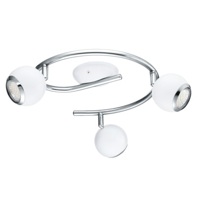 Eglo Bimeda Faretto da Soffitto in Acciaio Bianco e Cromo, 3 Luci GU10 LED 3W, 3000K