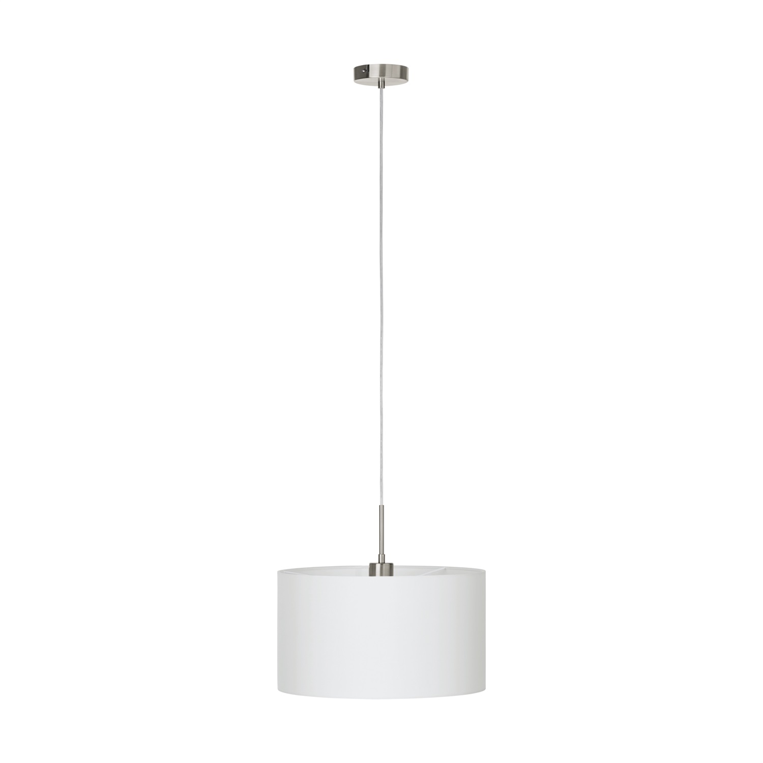EGLO Pasteri Lampada a Sospensione in Tessuto Bianco, Diametro 38 cm, Altezza 110 cm, Attacco E27