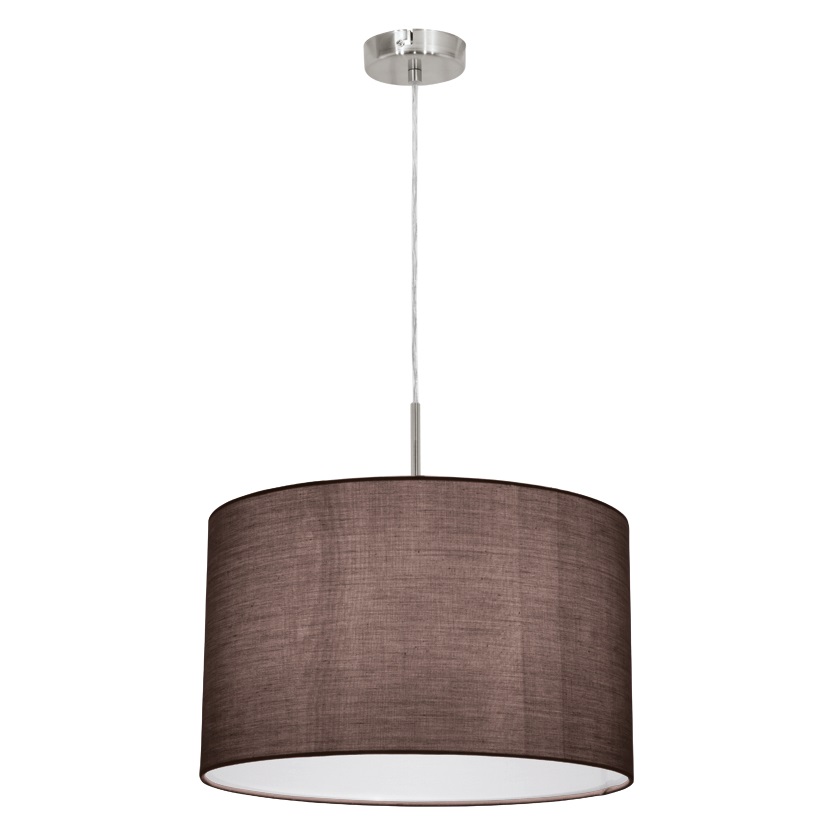 EGLO Pasteri Lampada a Sospensione Minimalista in Acciaio Nichel Opaco e Tessuto Antracite, 1 Luce E27