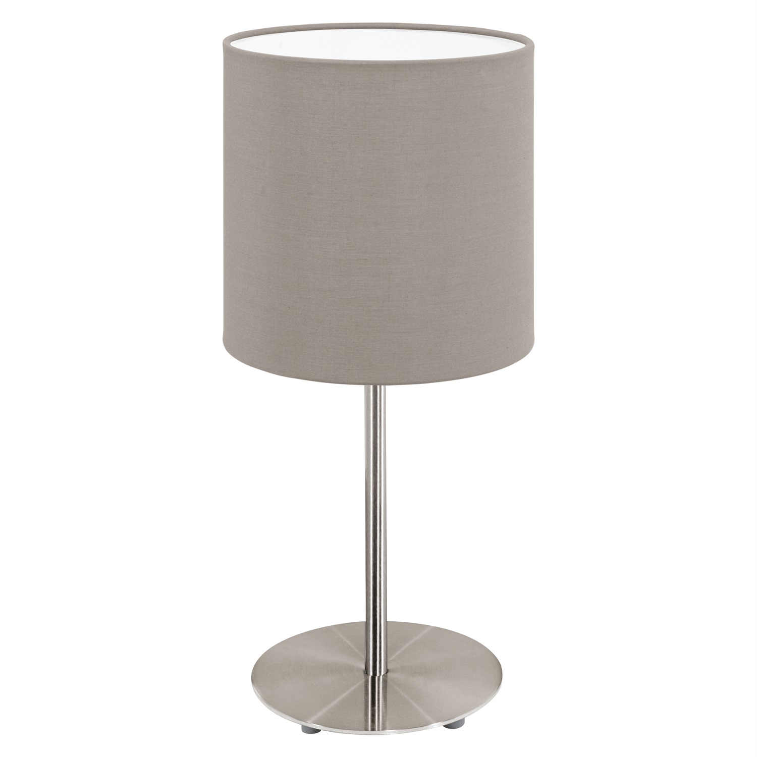 EGLO Pasteri Lampada da Tavolo in Tessuto Tortora, 1 Luce, E27, Altezza 40 cm, Interruttore Incluso