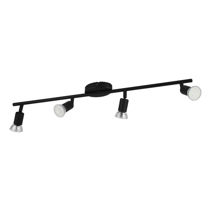Eglo Buzz-Led Lampada da Soffitto in Metallo Nero con 4 Faretti Orientabili e Lampadine GU10 Luce Calda