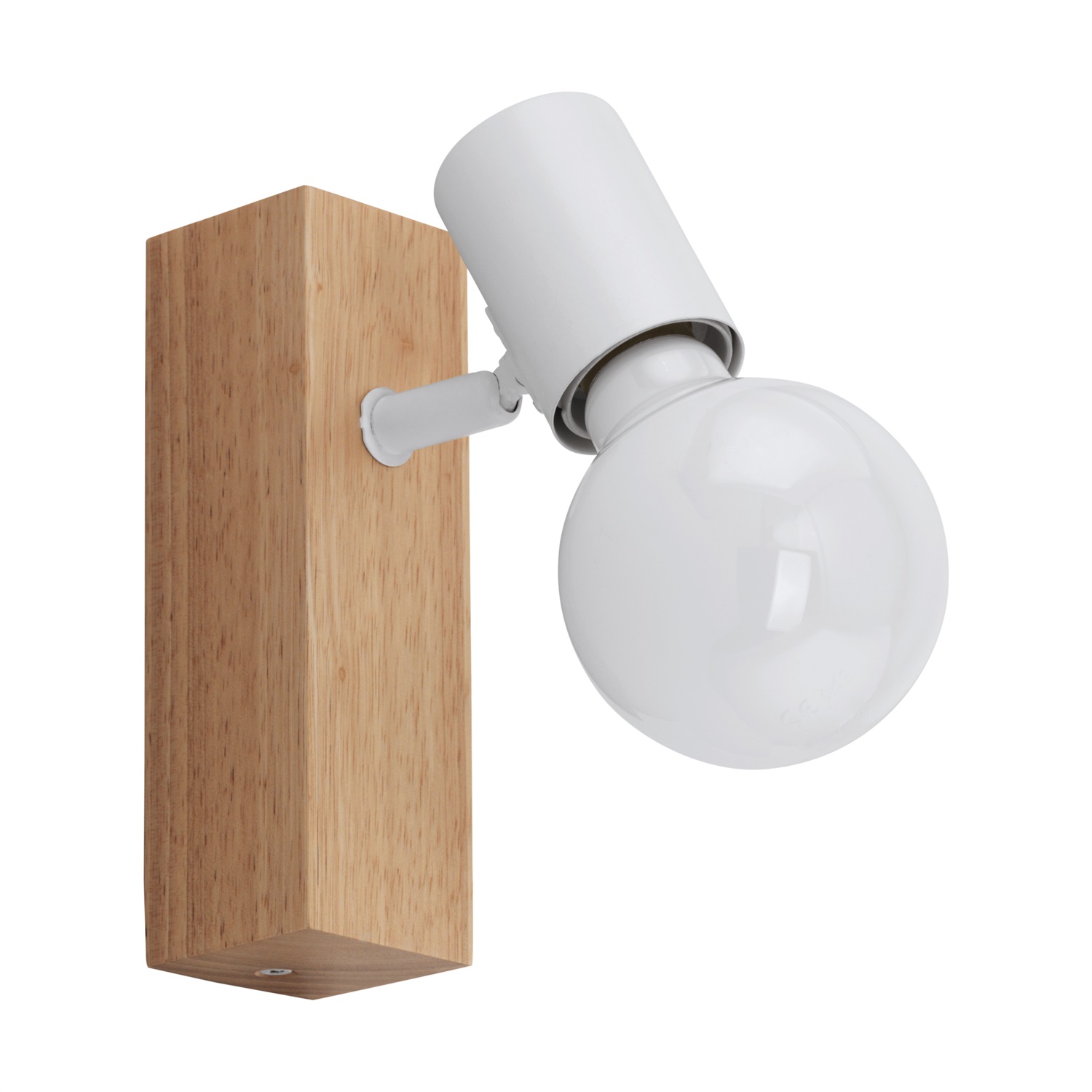 Eglo Townshend 3 Faretto/Applique in Legno e Metallo Bianco, 10W, E27, Orientabile a 360°