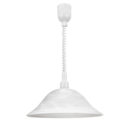 Eglo Alessandra Lampadario a Sospensione Regolabile in Altezza, Plastica e Vetro Alabastro Bianco, E27, 60W