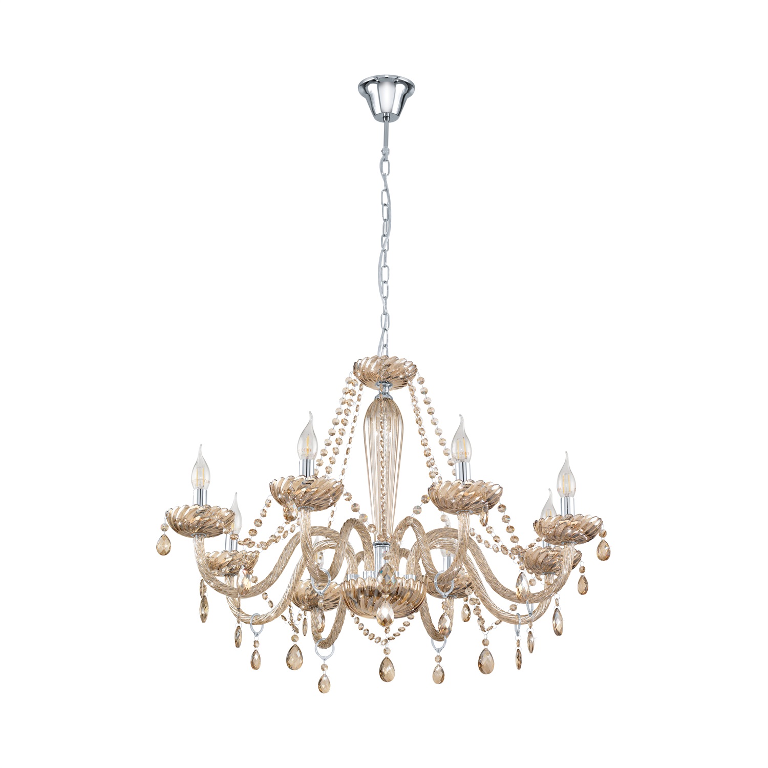 EGLO Basilano Lampada a Sospensione Neoclassica Multicolore con Struttura in Metallo e Paralume in PVC e Tessuto, 1x60W E27