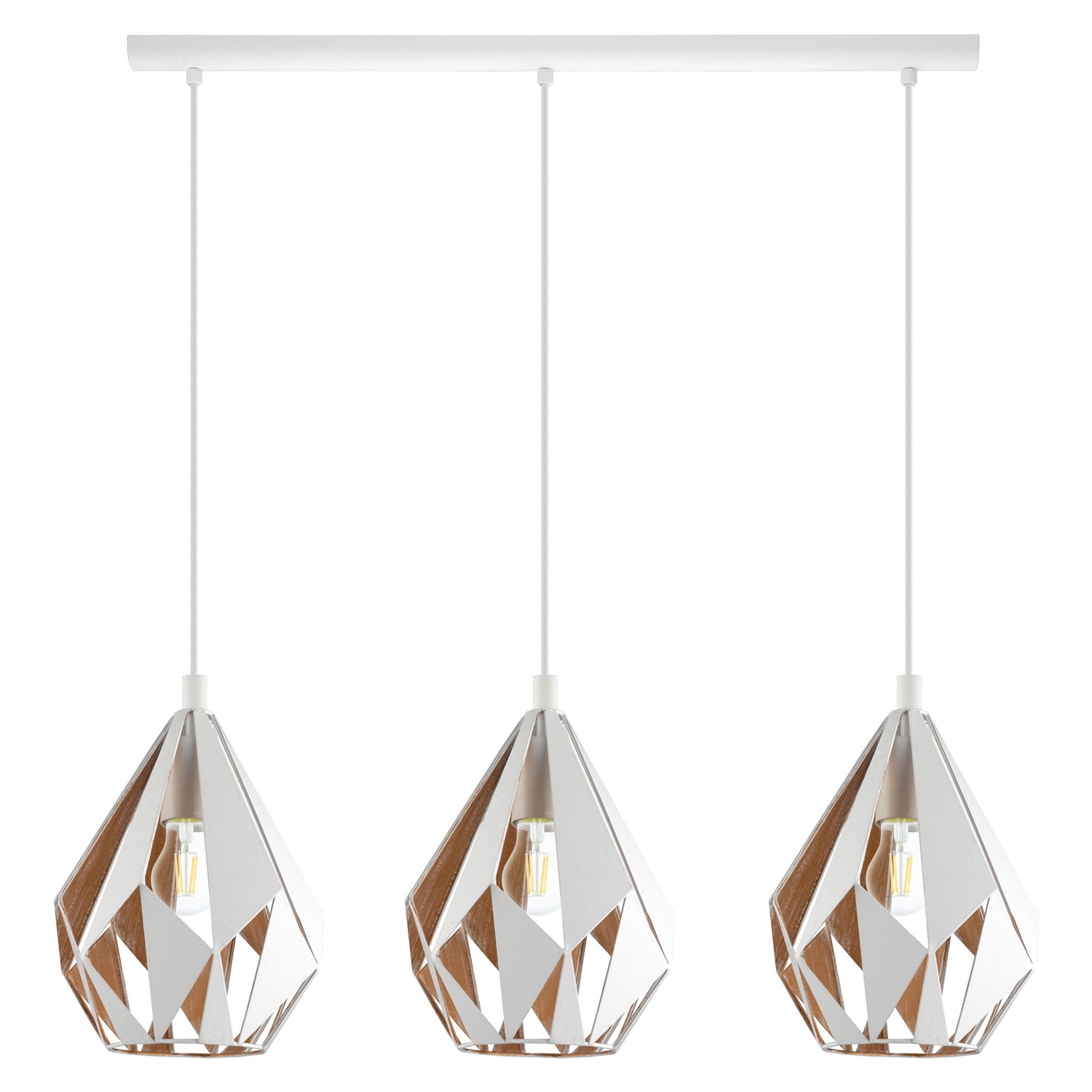 EGLO Carlton 1 Lampadario a Sospensione Vintage in Metallo Bianco e Oro con 3 Luci E27