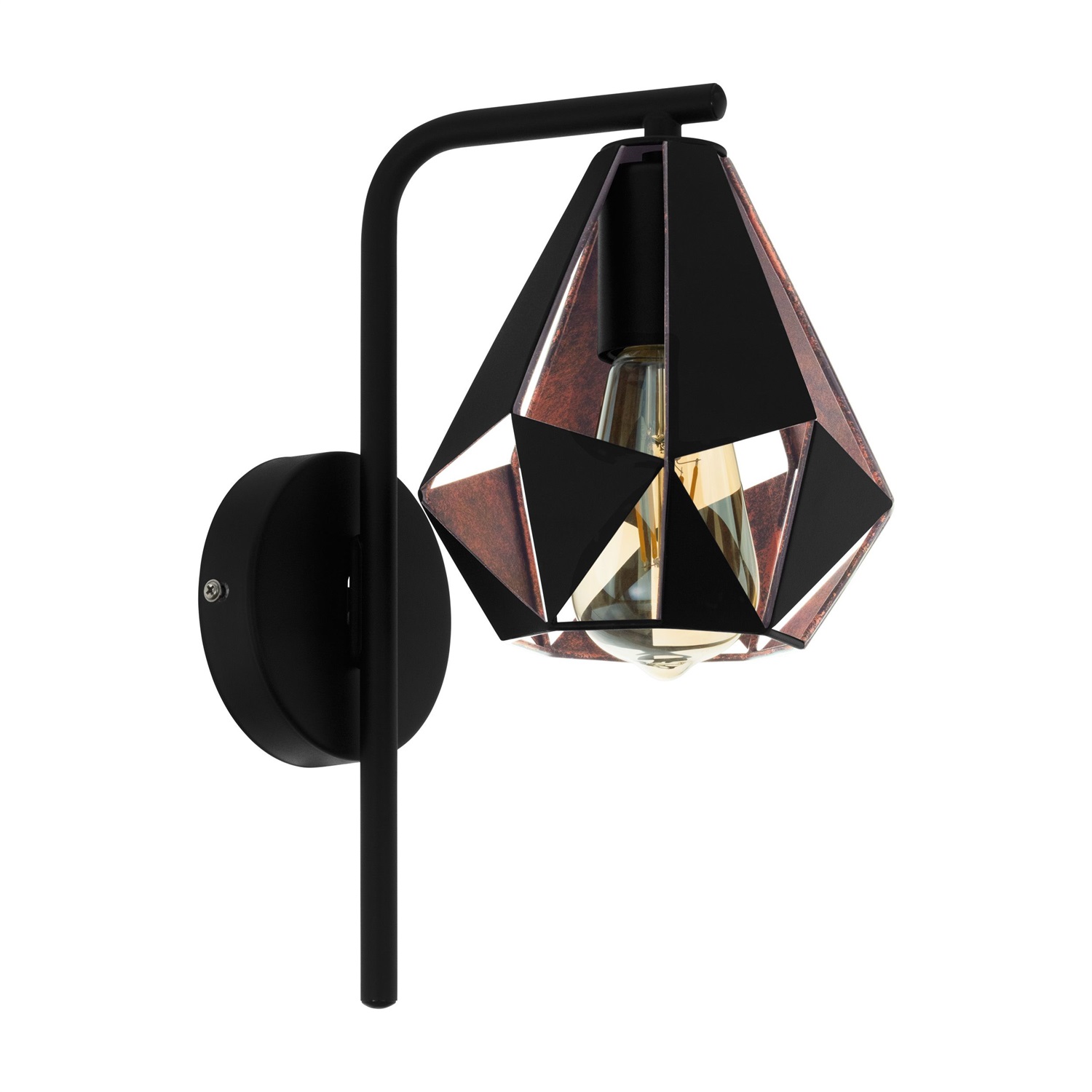 Eglo Carlton 4 Lampada da Parete in Acciaio Nero/Rame Anticato, E27, Design Moderno con Interno Dorato