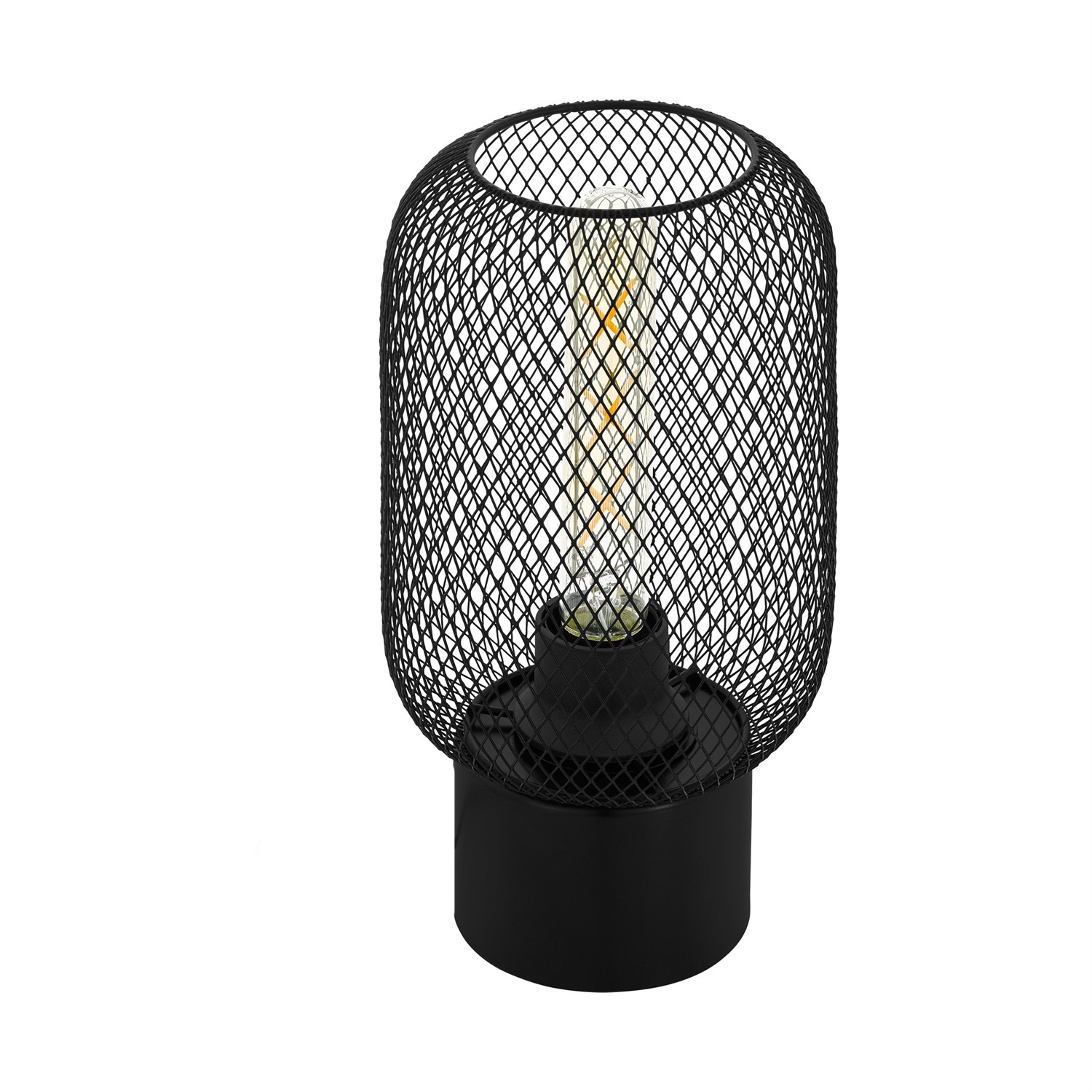 Eglo Lampada da Tavolo E27 Nero Ø150mm - Design Vintage con Mix di Legno e Acciaio