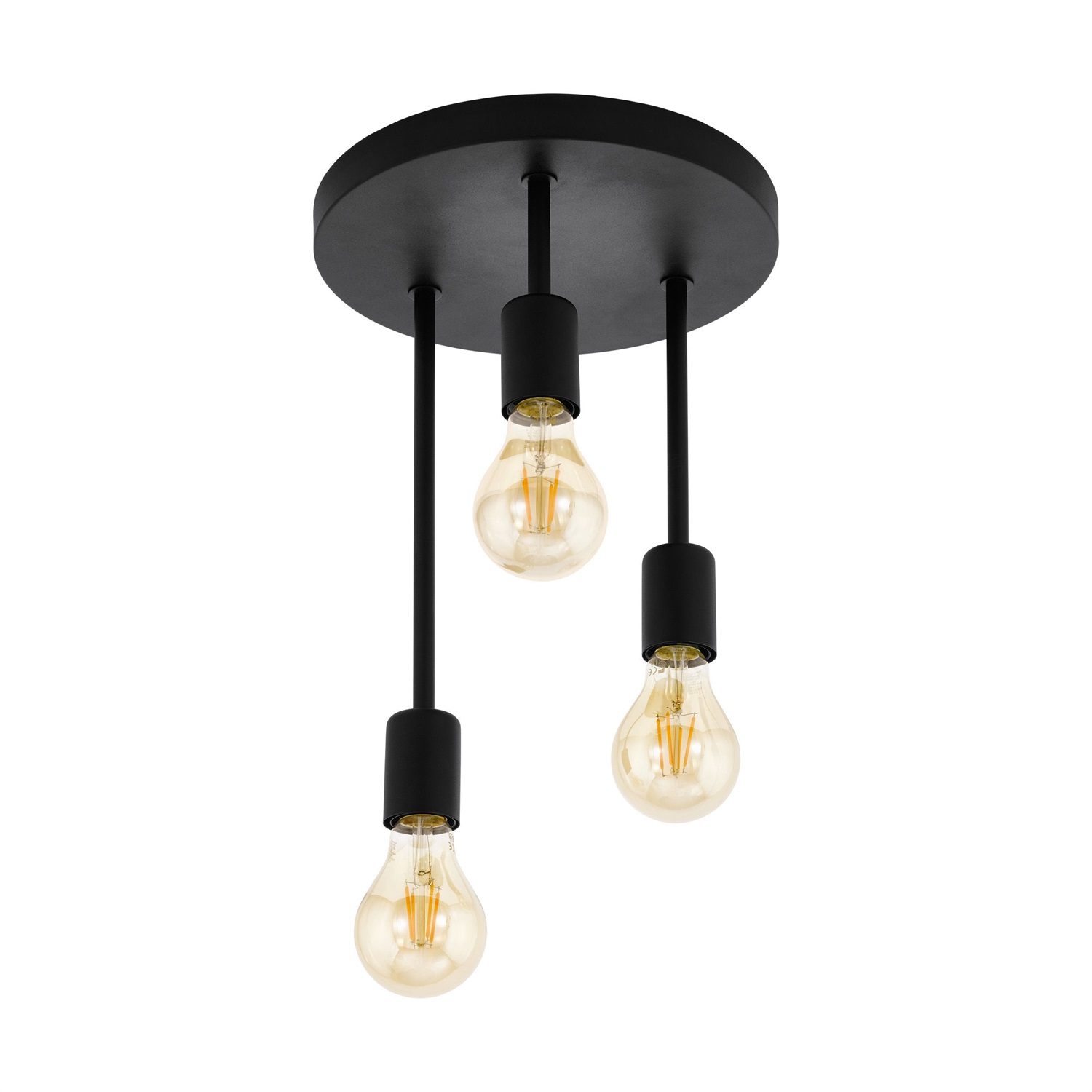 EGLO Lampada da Soffitto Wilmcote a 3 Luci in Acciaio Nero - Stile Industriale, Vintage e Retro, Attacco E27