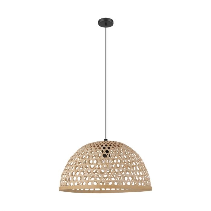 EGLO Lampadario a Sospensione Nero in Stile Vintage con Attacco E27, Ø49.5cm, Funzione Estate/Inverno e Telecomando
