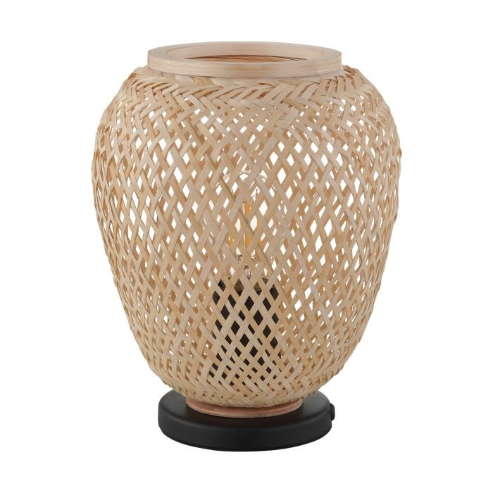 Eglo Dembleby Lampada da Tavolo E27 40 W Nero/Naturale - Design Vintage in Acciaio e Legno