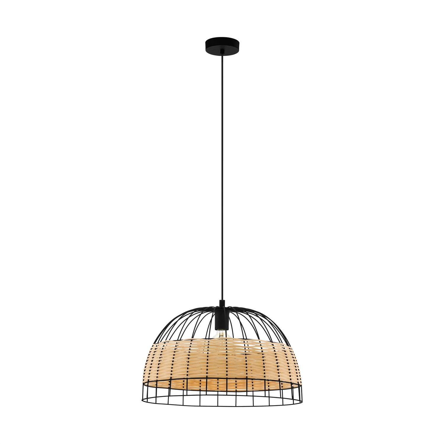 Eglo Anwick Lampadario a Sospensione Ø500mm, Nero, Dimmerabile con Sorgente Luminosa Inclusa
