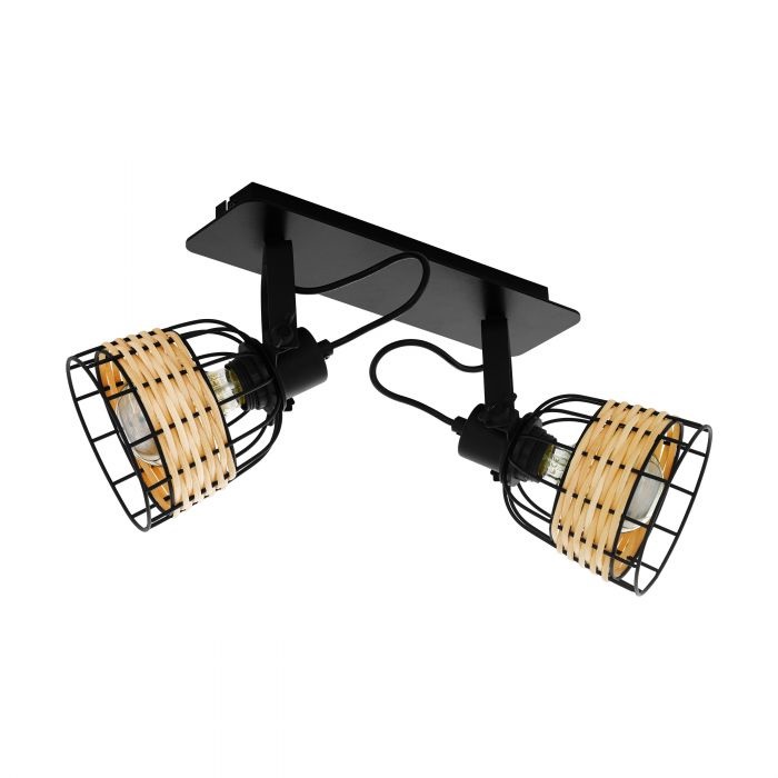 EGLO ANWICK 1 Faretto a 2 luci in Rattan Orientabile E27 230V - 48 cm Nero