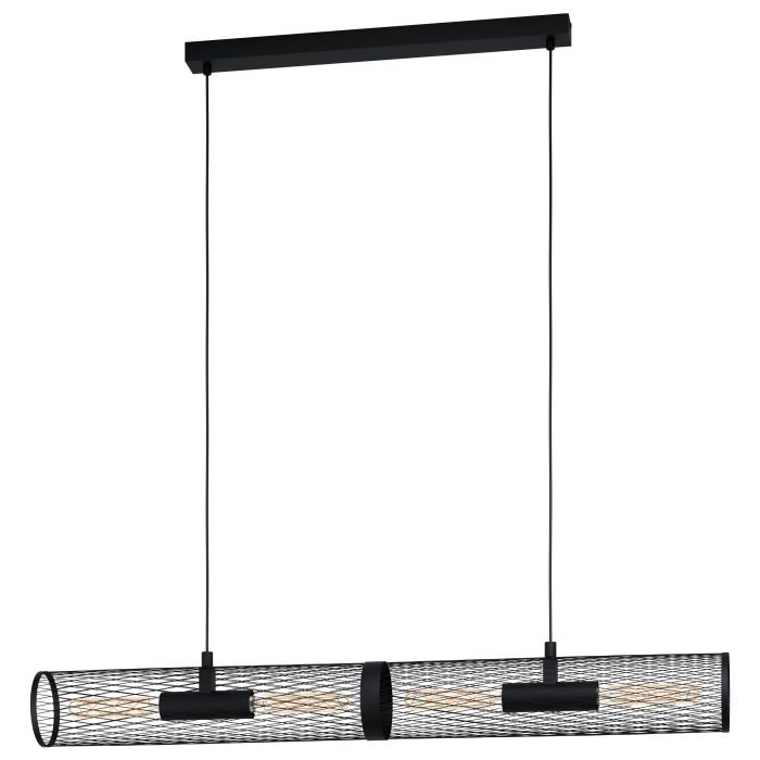 EGLO Redcliffe Lampada a Sospensione Industriale in Metallo Nero con 4 Luci E27