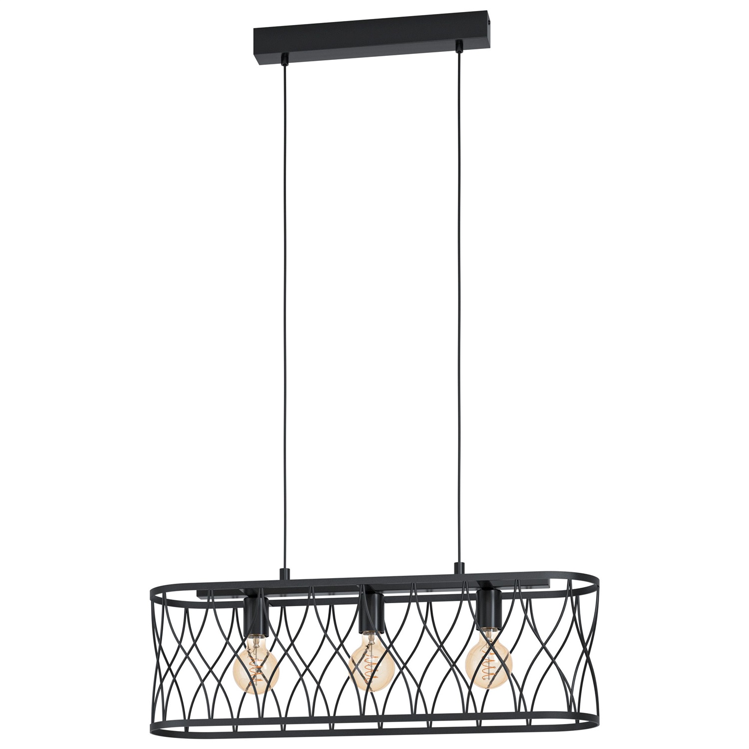 EGLO GILTSPUR Lampada a Sospensione Moderna a 3 Luci in Metallo Nero Opaco E27