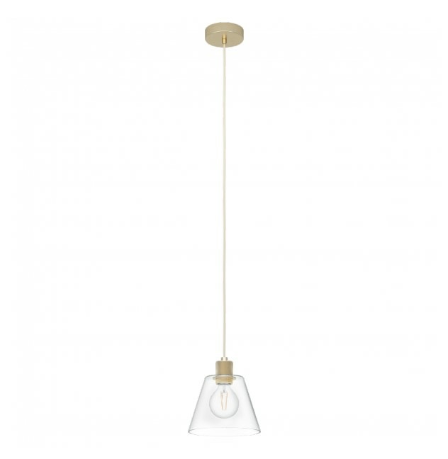 Eglo Copley Lampada a Sospensione Ø20 cm in Vetro Trasparente e Metallo Oro, 1 Fiamma, Attacco E27, Dimmerabile
