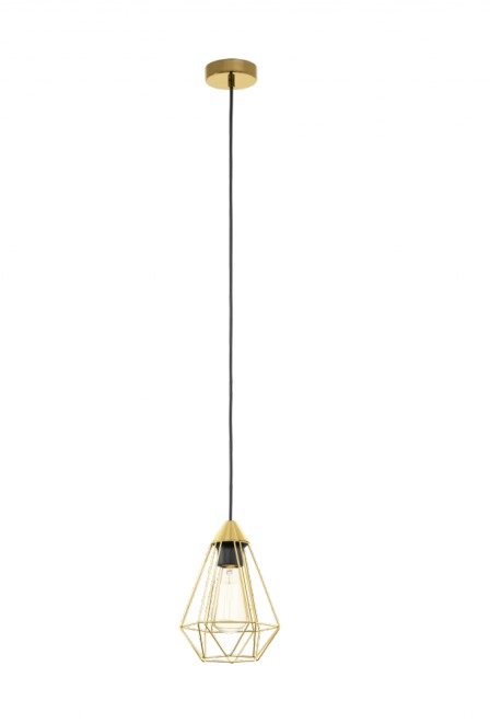 EGLO Tarbes Lampada a Sospensione in Ottone Spazzolato a Forma di Diamante, Ø 17,5 cm, E27