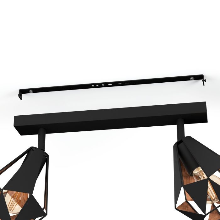 EGLO Carlton 7 Lampada da Soffitto con 2 Luci Orientabili E27 - Design Vintage in Acciaio Nero e Rame