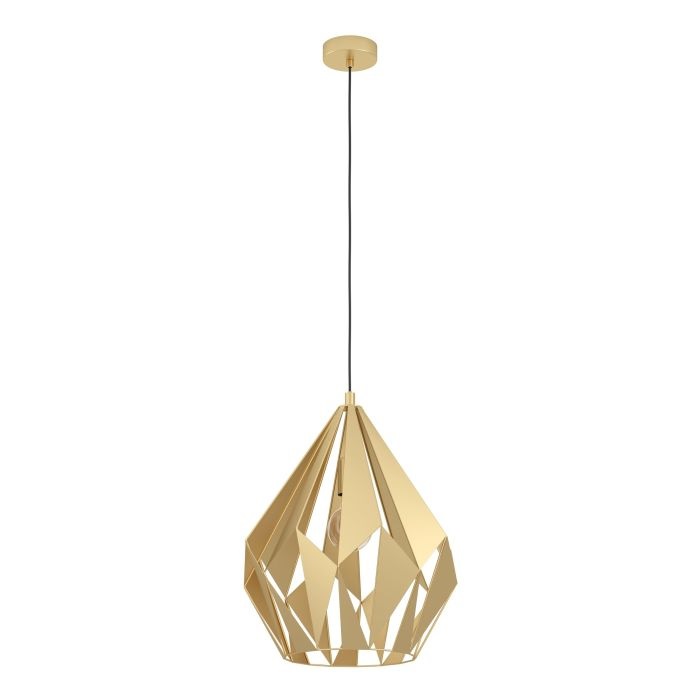Eglo Carlton Lampada a Sospensione Vintage in Metallo Oro E27 Ø 38,5 cm per Soggiorno e Sala da Pranzo