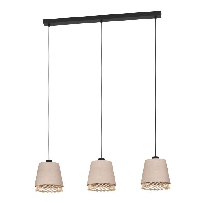 Eglo Tabley - Lampadario a sospensione in bambù a 3 luci E27, 89 cm