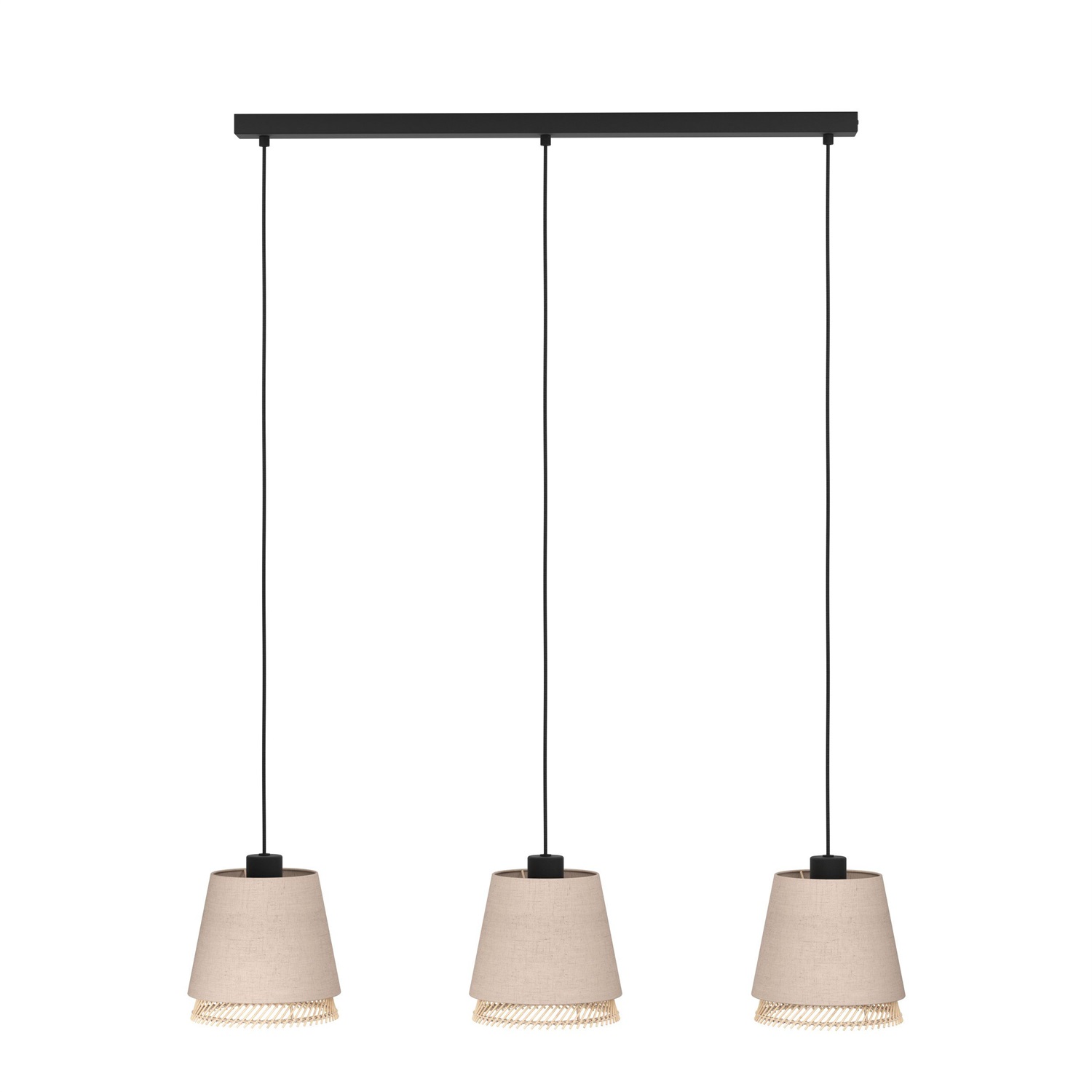 Eglo Tabley - Lampadario a sospensione in bambù a 3 luci E27, 89 cm