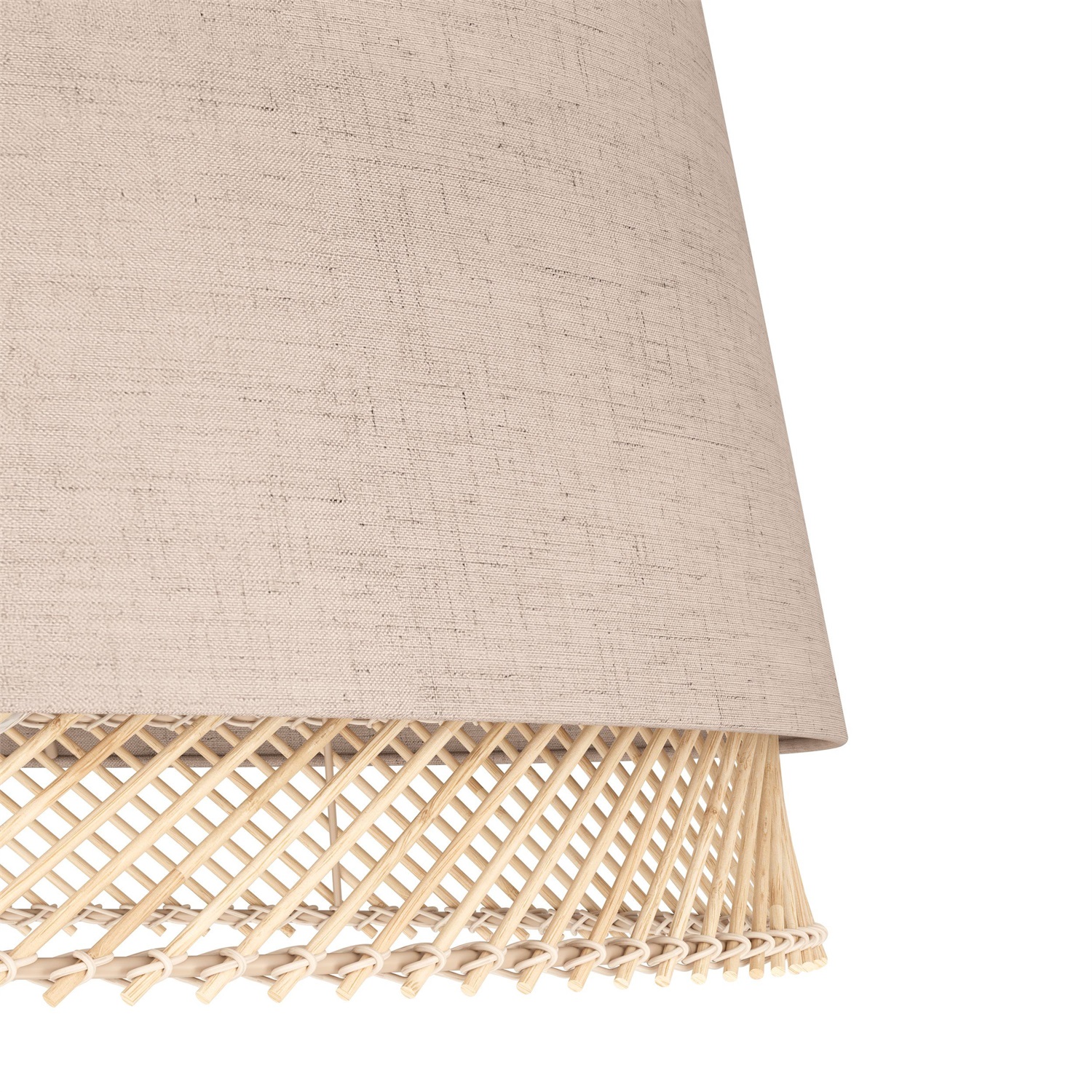 EGLO Tabley Lampada da Terra E27 40 W in Metallo Nero con Paralume in Bambù e Lino, Altezza 150 cm