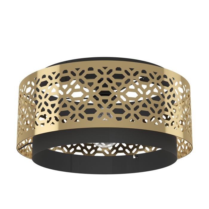 Eglo Sandbach - Lampada da soffitto a incasso dimmerabile in ottone e metallo nero, Ø42cm, attacco E27