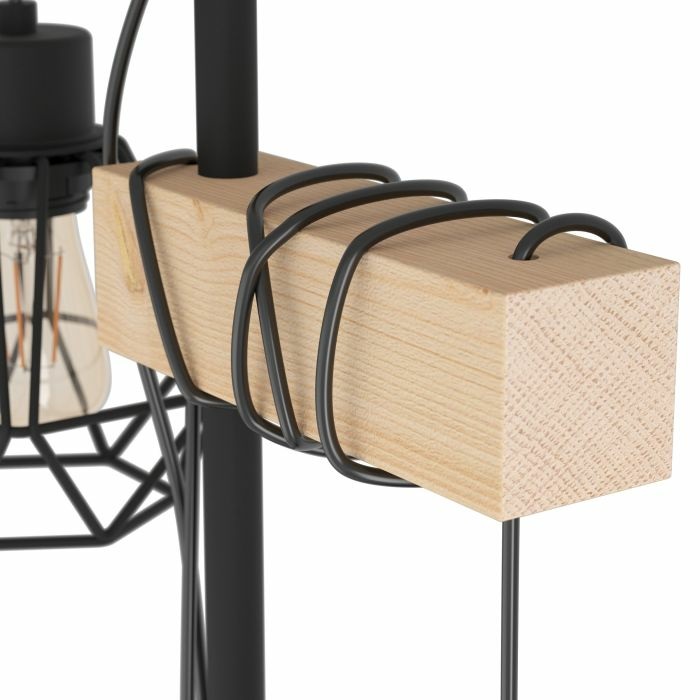 EGLO Lampada a Stelo Townshend 5 - Design Industriale Vintage, 2 Punti Luce, Acciaio Nero e Marrone, E27, Interruttore Incluso
